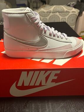 Nike Kids White and Light Purple High-Top Sneakers